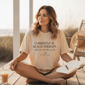 Currently in Beach Therapy Shirt | Coastal Aesthetic Tee | Beach Lover Gift | Self Care Shirt | Shoreside Studio Minimalist Beach Top