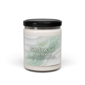 Salt Air & Soft Intentions Candle | Clean Cotton Scented Soy 9oz | Calming Coastal Decor | Salt Air Serenity Series | Fresh Linen Scent